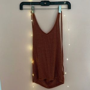 American Eagle burnt orange tank top with white stripes